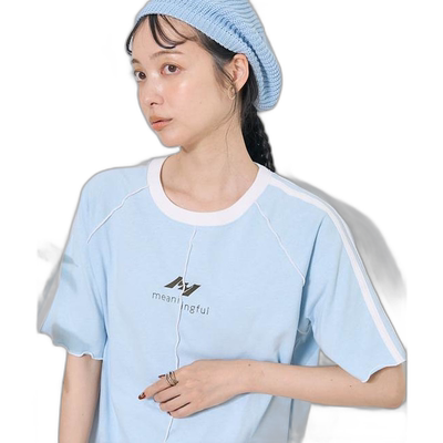 日本直邮FREAK'S STORE 配色圆领T恤运动裤子薄纱短袖弧形