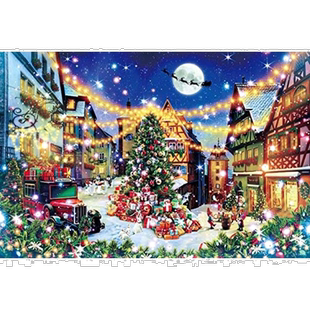 自营|1000片发光拼图幻想风景罗腾堡的平安夜50x75cm夜光礼物