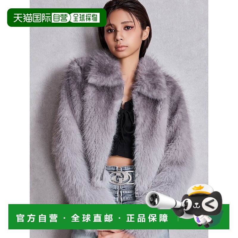 1h可退 日本直邮GYDA 女装渐变环保仿毛皮外套 单色拉链设计 0725