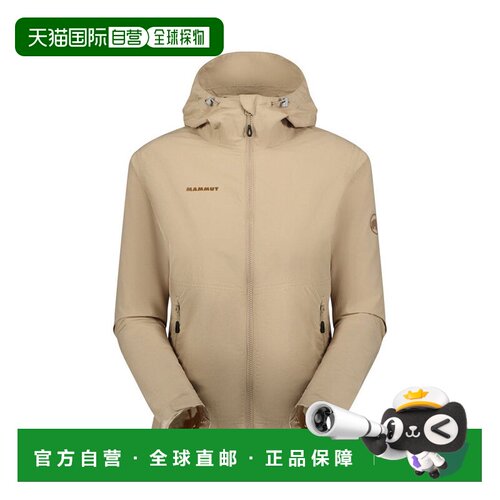 日本直邮Mammut/猛犸象纯色休闲连帽防风长袖夹克外套女款 1012-0