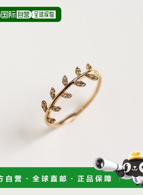 1h可退 日本直邮cui-cui 女士10K黄金叶形钻石戒指 756062配饰