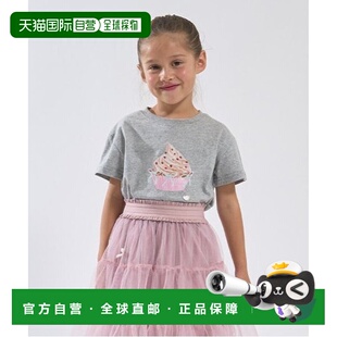 1h可退 日本直邮Lycee mine 儿童软棉蕾丝蝴蝶结图案T恤 3051208