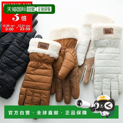 日本直邮UGG 绒毛袖口手套 (103283) 女士防水尼龙和毛皮护臂