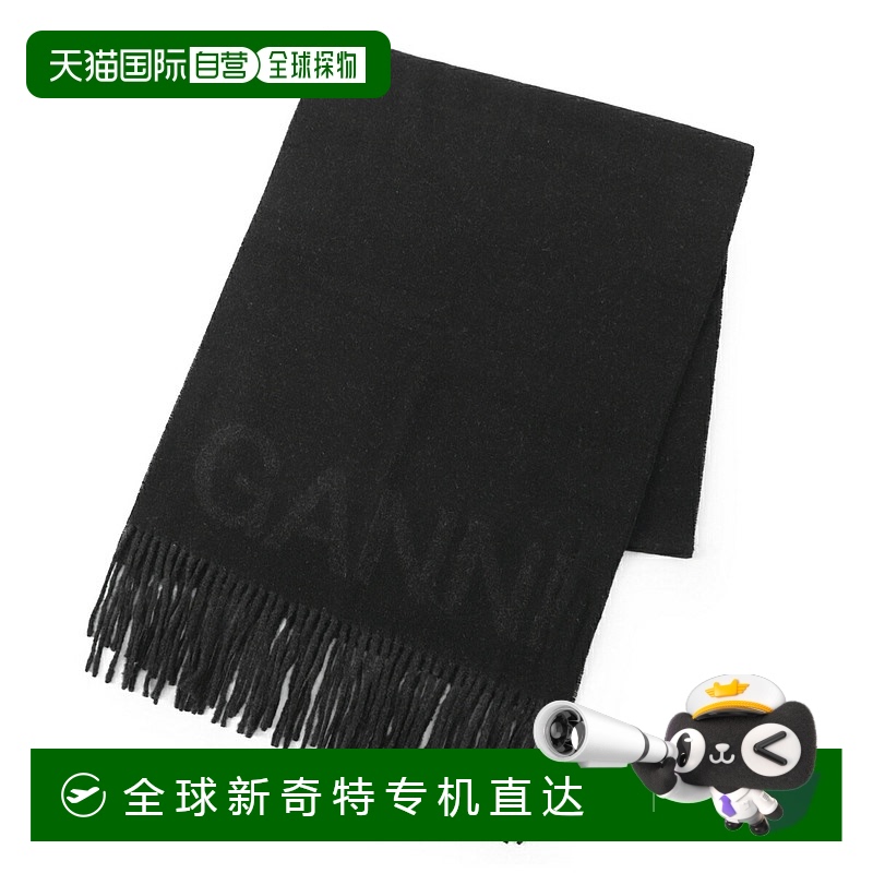日本直邮GANNI 围巾 黑色围巾 女士 a3905 099 black FRINGED WOO
