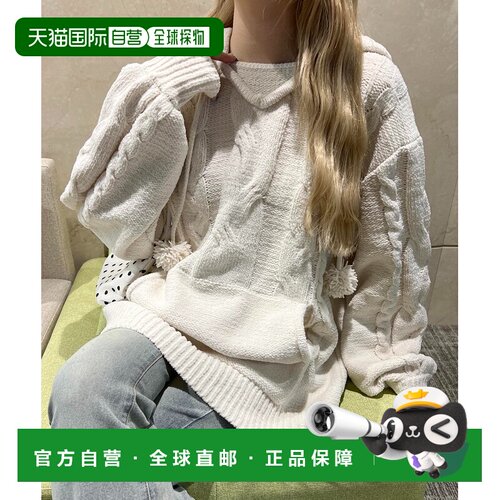 1h可退 日本直邮PHILLY 女装 宽松针织连帽衫 绒球抽绳设计 PL25W