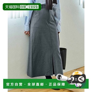 STANDARD FIFTY 女士灰色高腰前开叉直筒裙 日本直邮THREE 1h可退