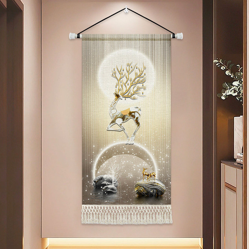 玄关装饰挂毯现代简约入户客厅走廊壁毯轻奢风过道竖版大气挂布画,居家布艺,挂毯/壁毯,淘宝优惠券,粉丝福利购,淘宝优惠卷