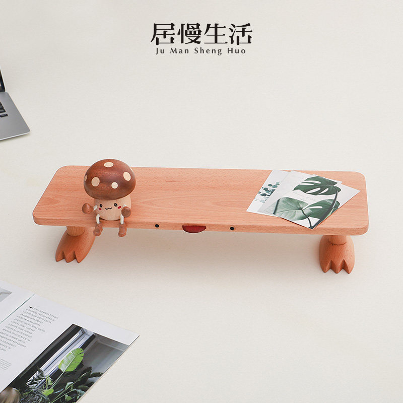 实木卡通置物架办公台式显示器