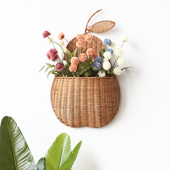 壁挂香梨花瓶藤编花篮创意客厅插花艺悬挂式 饰花器 挂墙花盆墙壁装