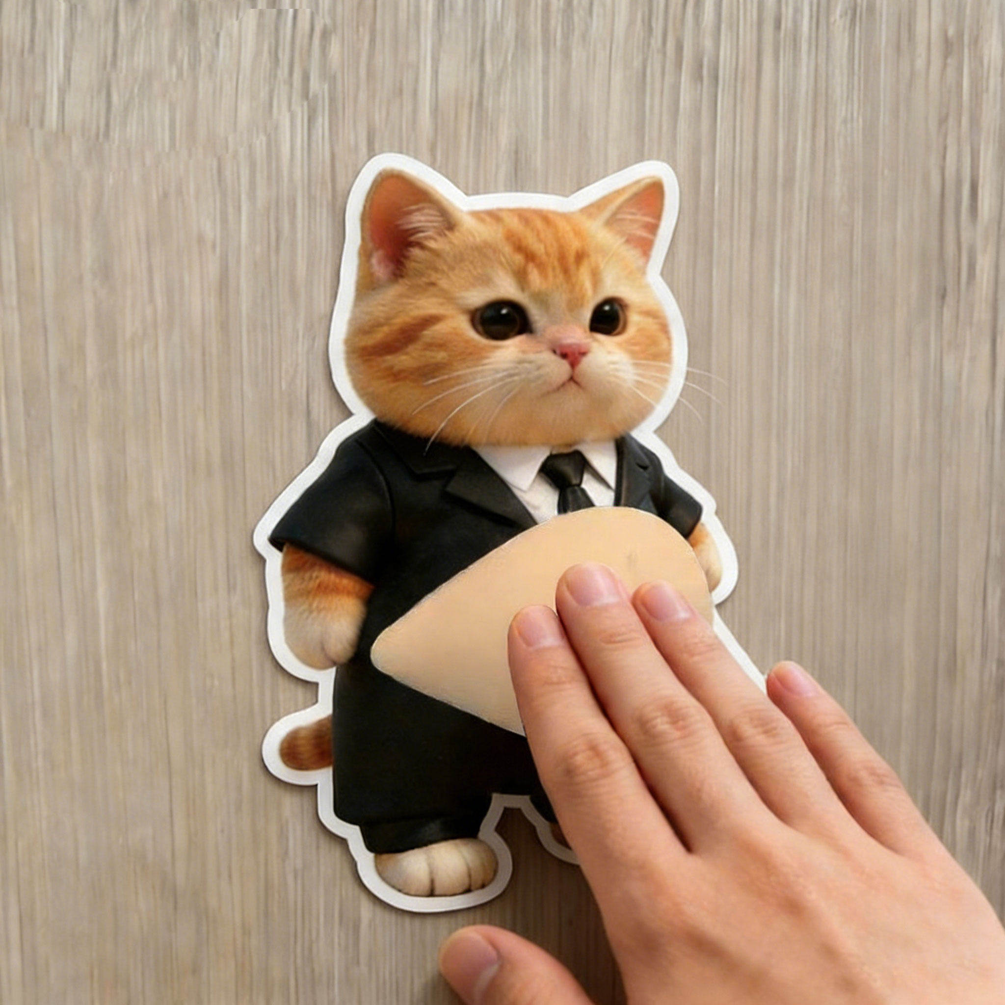 创意大肚猫猫防撞贴门图片