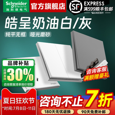 施耐德皓呈白/灰开关插座面板