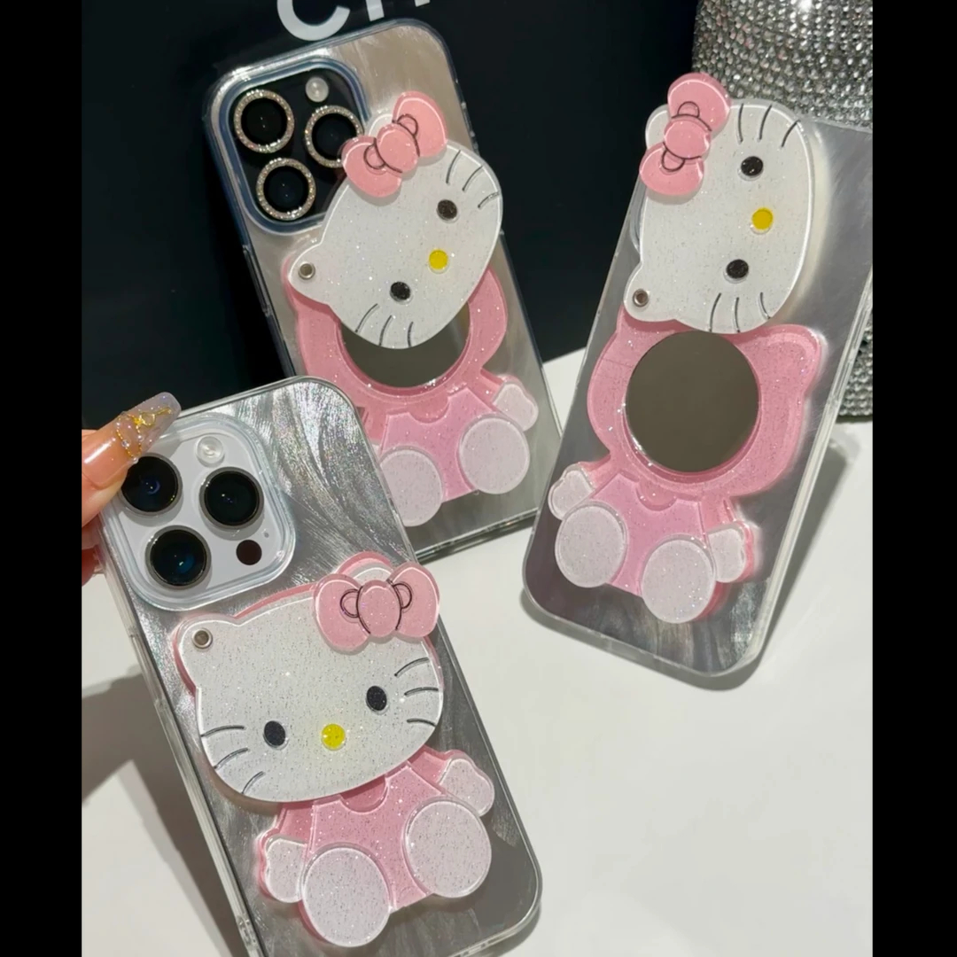 Kitty补妆镜适用苹果16手机壳iPhone15/11PROMAX新款华为PURA70卡通NOVA13PRO超火VIVOS20创意RENO13小米红米