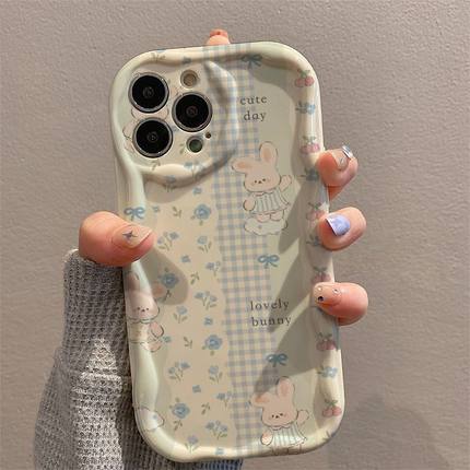 碎花白兔适用OPPORENO13手机壳A97/A93/A58X新款K12/K11X创意RENO12/11/10/9清新FINDX8/X7PRO闺蜜1加ACE5INS