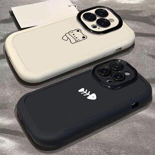 简约小猫咪鱼骨头适用苹果16手机壳iPhone15新款14/13卡通12/11PROMAX情侣XS/XR超火7/8P防摔14PLUS秋冬IP软