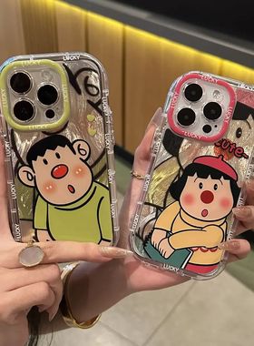 胖虎胖妹适用苹果16手机壳iPhone15/14PROMAX卡通华为MATE70情侣NOVA13/12超火P70/P60防摔VIVO小米红米OPPO