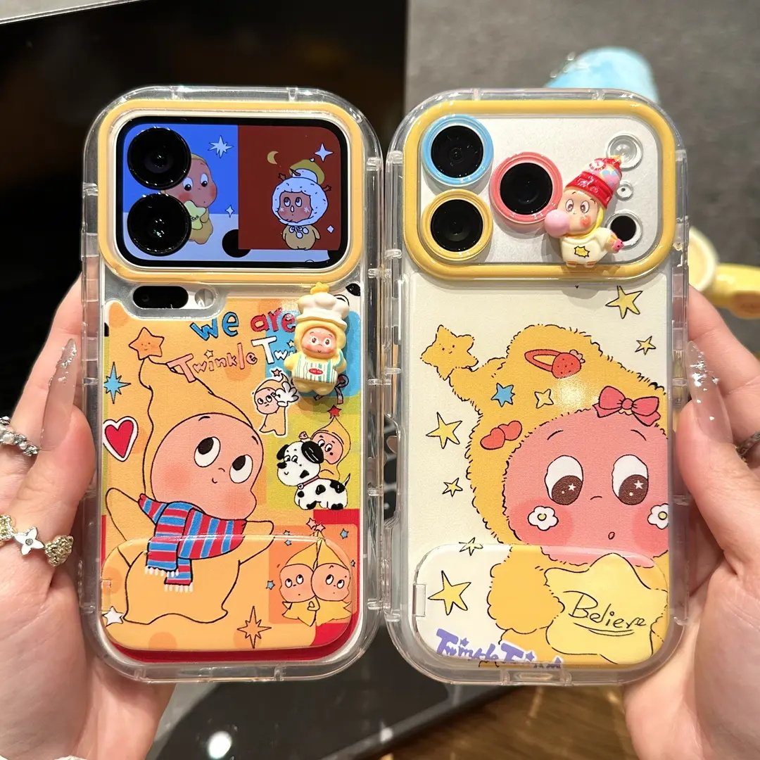 可爱立体星星公仔适用苹果17手机壳iPhone16/15PROMAX新款华为PURA80透明NOVA15情侣MATE60卡通VIVO小米OPPO