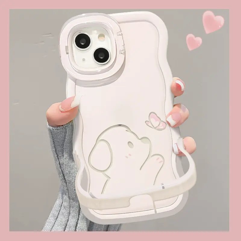 镂空线条猫狗适用苹果17手机壳iPhone16/15PROMAX板凳双支架华为PURA80可爱NOVA15情侣MATE60PRO简约VIVO小米