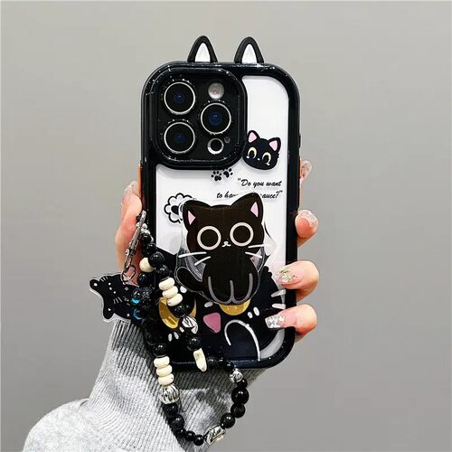 萌系小黑猫适用苹果手机壳