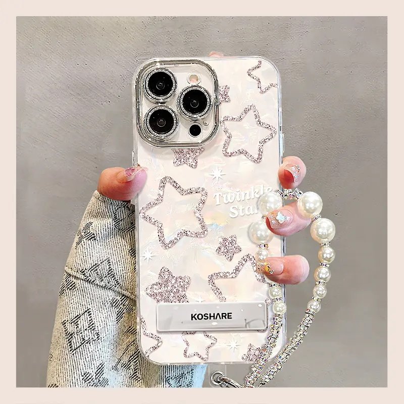 闪粉星星适用苹果17手机壳iPhone16/15PROMAX贝壳纹华为PURA80创意NOVA15高级MATE60PRO全包VIVO小米OPPO超火