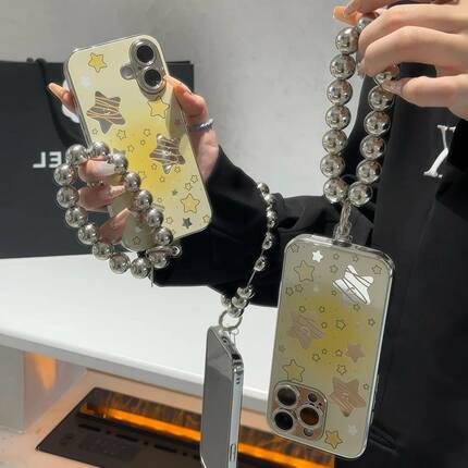 渐变黄色星星适用OPPORENO13手机壳K12/K10/K9S电镀镜面RENO12/11/10/9/7超火FINDX8/X7INS风A93/A3/A2PRO女