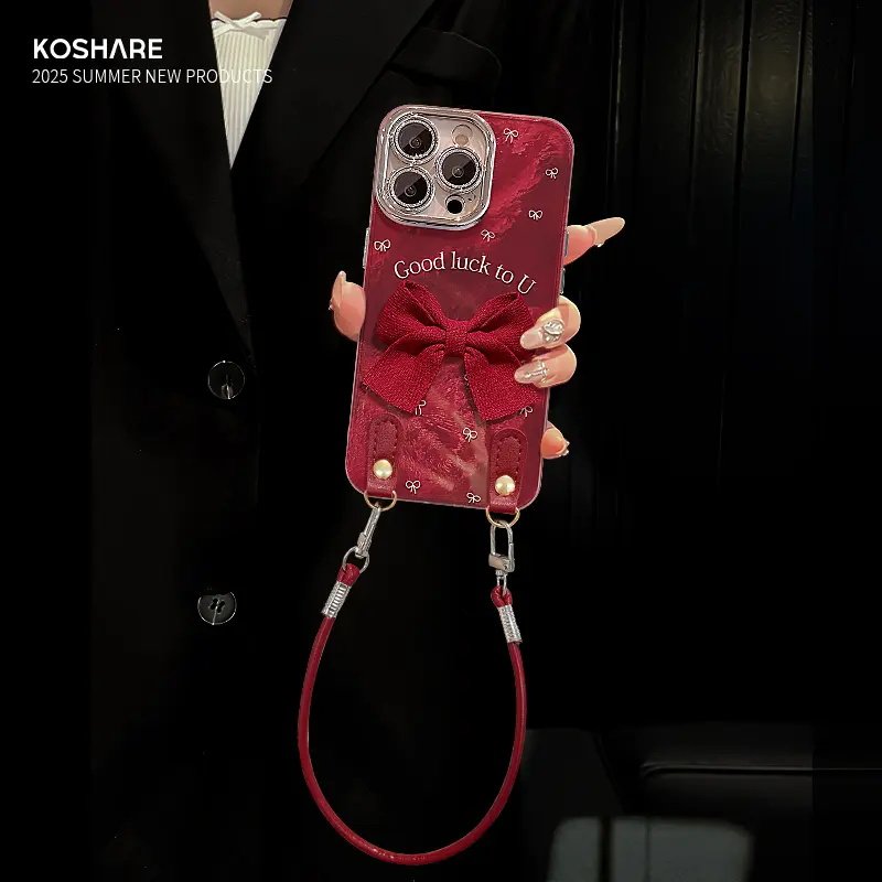 红色蝴蝶结适用苹果17手机壳iPhone16/15PROMAX秋冬新款华为PURA80创意NOVA14闺蜜VIVOS30防摔OPPO荣耀小米17