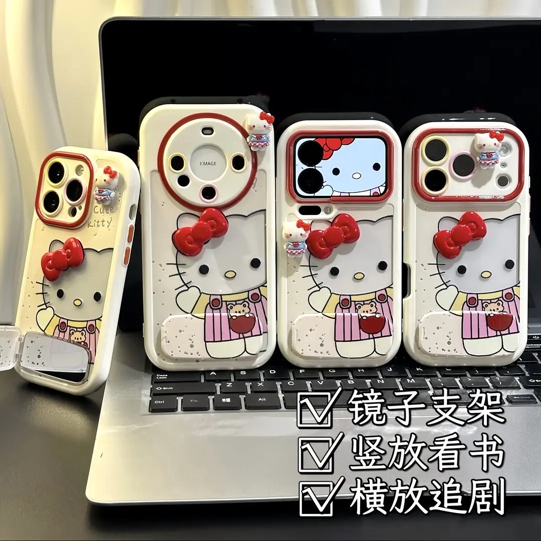 蝴蝶结猫咪公仔适用苹果手机壳