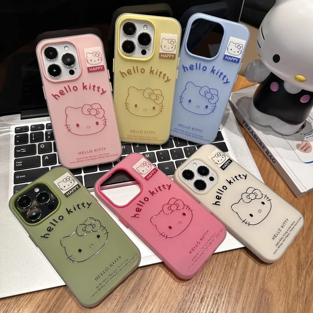 多巴胺线条凯蒂标签适用苹果16PROMAX手机壳iPhone15/14PLUS卡通华为PURA70情侣NOVA13防摔VIVO小米红米OPPO