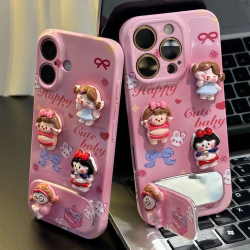 趣味可爱女孩支架适用苹果手机壳