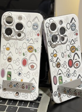 哈哈小新支架适用红米TURBO3/K70手机壳K60/K50新款NOTE13/12/11TPRO无边框小米14/10情侣CIVI4PRO硬K40S防摔