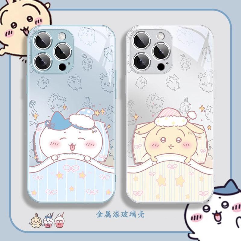 睡觉chiikawa适用苹果16手机壳iPhone15/14PROMAX玻璃套华为PURA80可爱NOVA14情侣MATE60PRO防摔VIVO小米OPPO