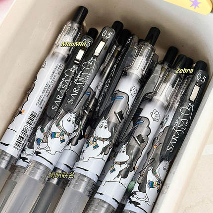 新品ZEBRA斑马姆明限定款中性笔MOOMIN联名JJ15顺利笔按动水笔0.5黑色顺滑签字笔彩色笔记可换芯考试黑笔