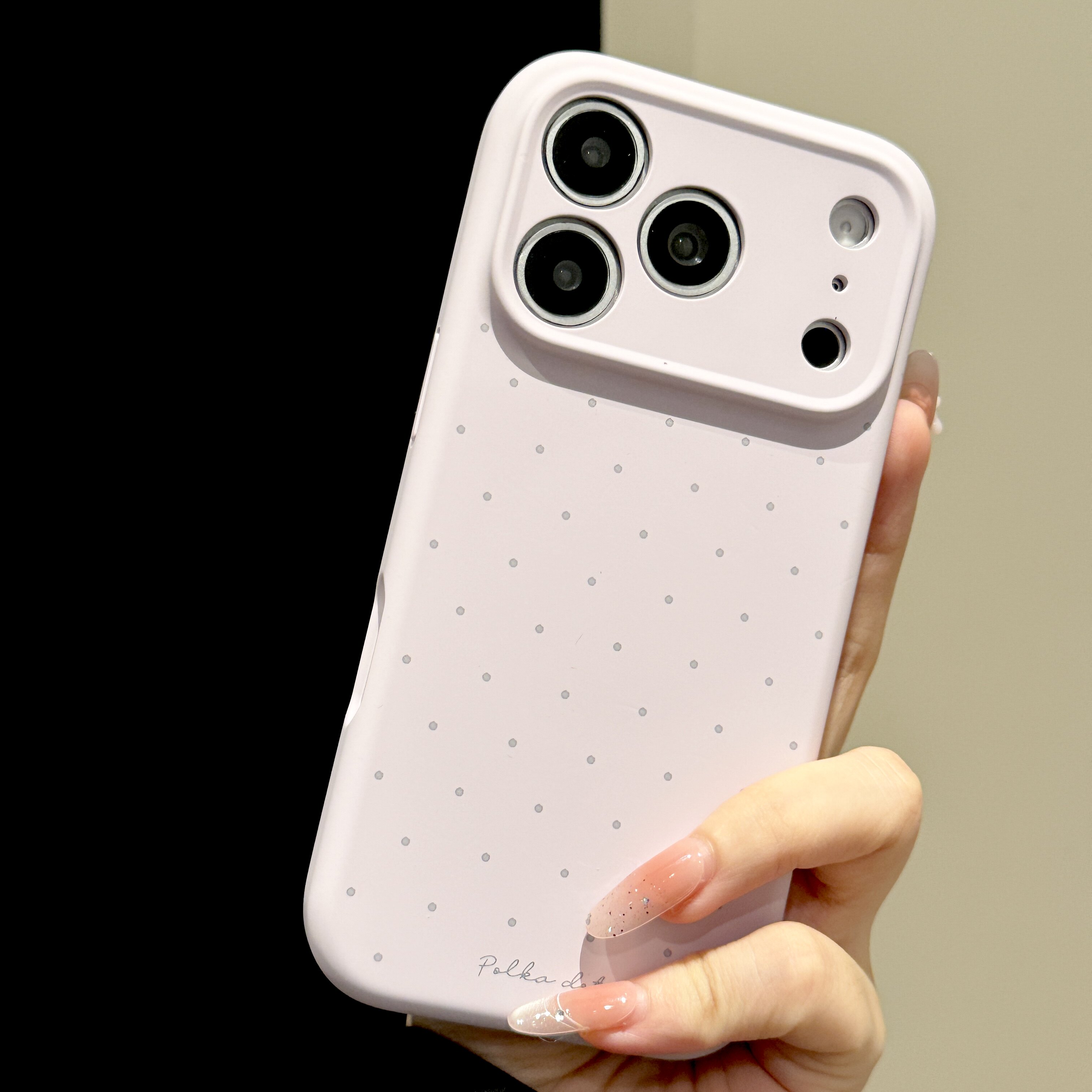 韩道适用苹果18Promax手机壳iphone17pro新款浅紫色波点肤感液态硅胶磁吸壳16精孔按键全包简约ins防摔保护套