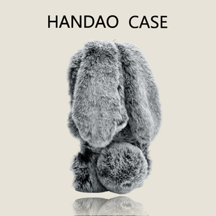 韩道适用苹果17pro手机壳灰色iphone17promax长耳朵尾巴兔子iPhone16promax防摔高级感15p保护套