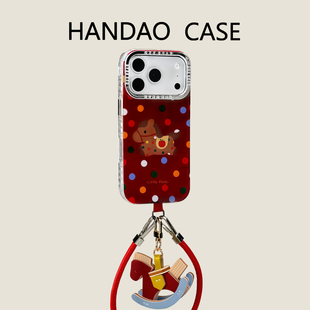 韩道适用苹果17pro手机壳波点苹果小马iphone17promax锡纸纹iPhone16promax防摔高级感15p保护套