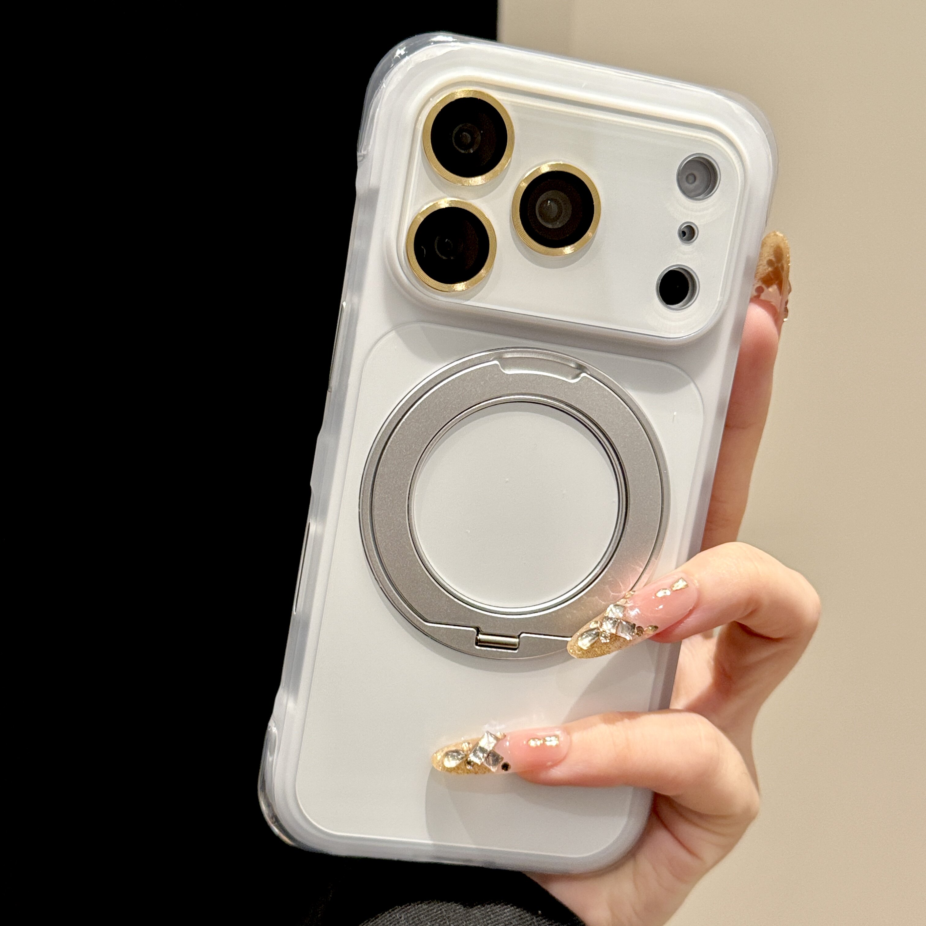 韩道适用苹果17Promax手机壳iPhone16pro新款骑士白秒变全包大视窗磁吸360支架简约空气气囊四角防摔保护套