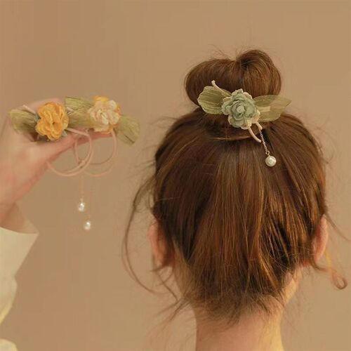 气质花朵发圈头绳女珍珠高级感P流苏皮筋女发圈