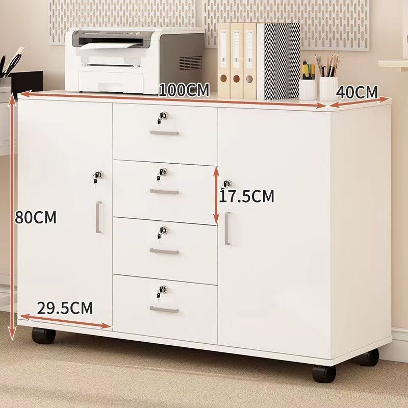 办公室文件资料柜带锁抽屉储物矮柜子木质活动靠墙边柜置物落地柜