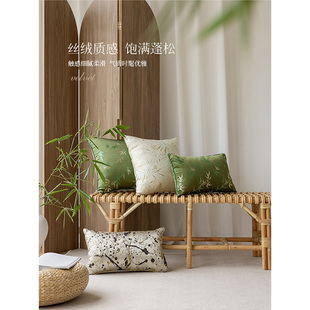 客厅沙发抱枕靠垫高级感中国风靠枕套长方形床Q上新中式竹子靠背