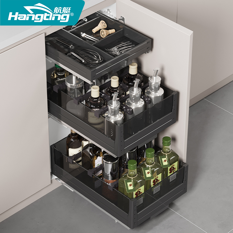调味拉篮厨房整体橱柜双层抽屉式调料拉篮小尺寸加深分层调味调料