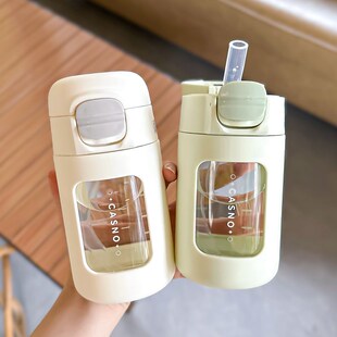 双层防烫玻璃杯夏季高颜值防摔隔热便携女士迷你小巧吸管杯水杯子