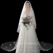 新娘结婚主婚纱头纱超长s大拖尾超仙森系结婚摄影旅拍头纱头饰长