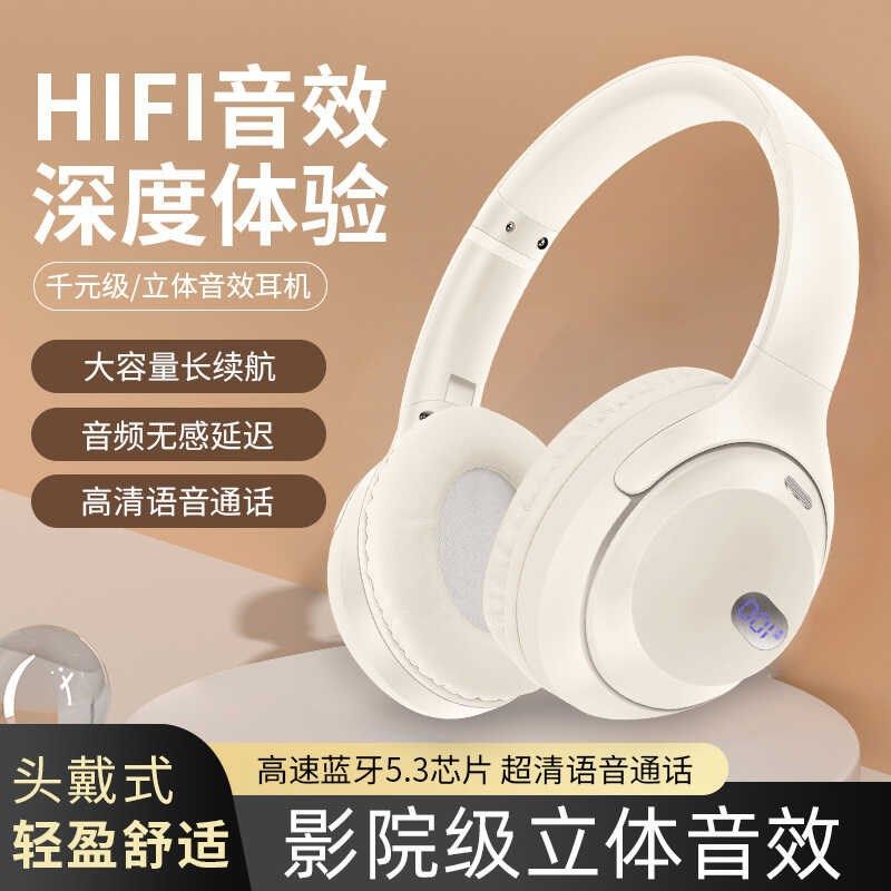 蓝牙耳机头戴式复古显数插卡插线折叠音I乐无线耳麦长续航手机电