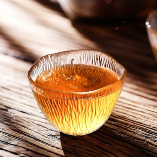 日式雨落玻璃主人杯茶q杯个人男女士初雪锤纹杯子功夫茶具茶碗单