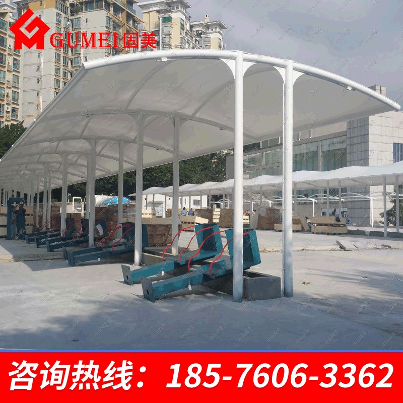 膜结构车棚汽车棚充电桩加油站停车棚 电动车车棚7字型遮阳棚雨棚