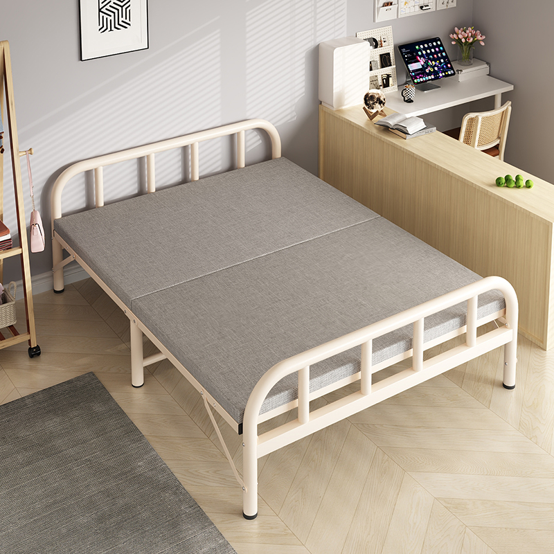双人床折叠床成人家用卧室1米2单人床1米5主卧简易新款硬板铁艺床