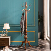 衣服架子 别墅家用客厅立式 欧式 实木挂衣架落地卧室衣帽架白色美式