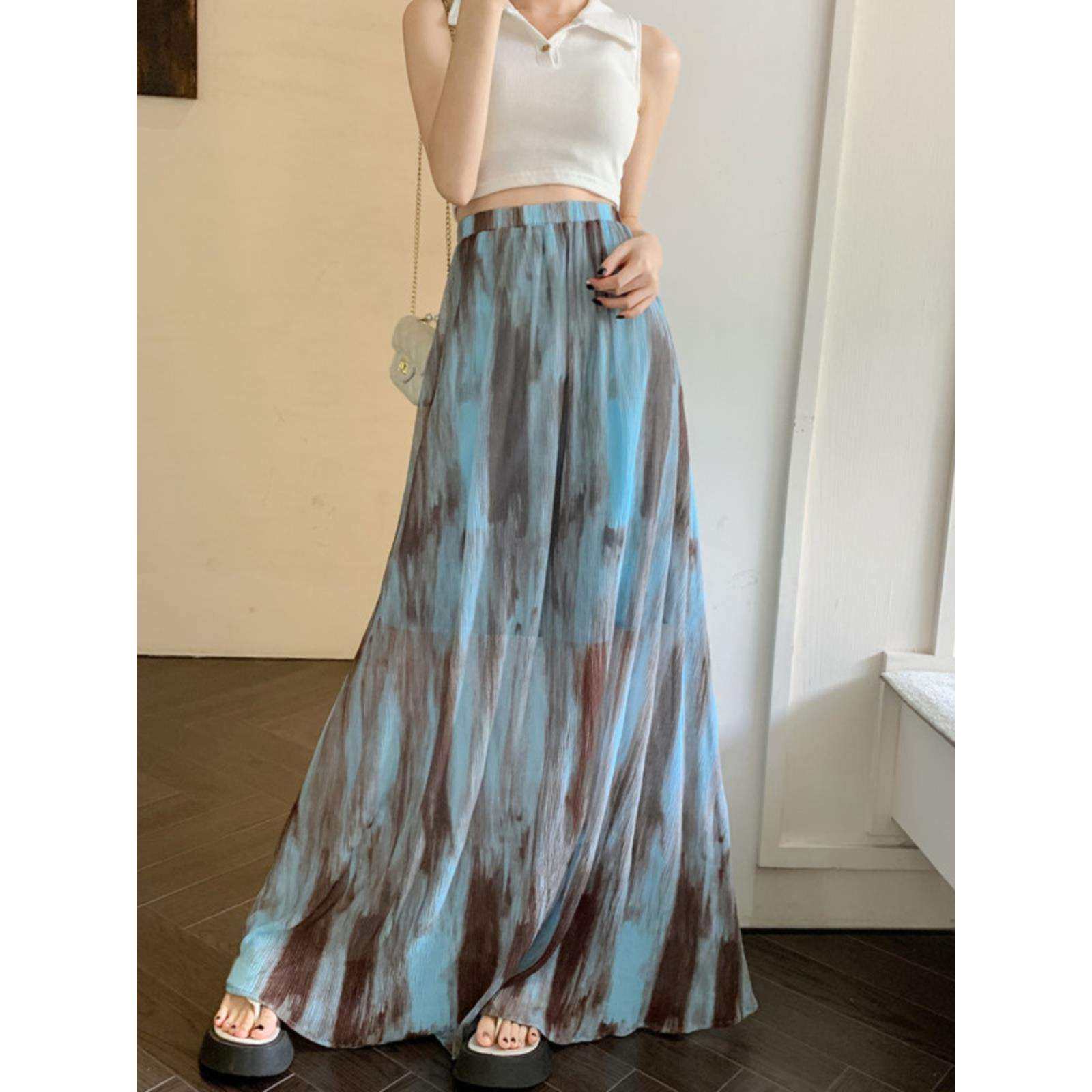 设扎染半身裙女夏季小个子显高腰瘦雪纺长裙计感接拼褶皱大摆伞裙,农机/农具/农膜,其它农用工具,淘宝优惠券,粉丝福利购,淘宝优惠卷