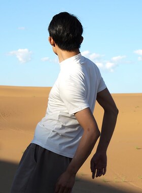 涂一607舞蹈练功服男士黑色小高G领修身恤基训芭蕾古典短袖