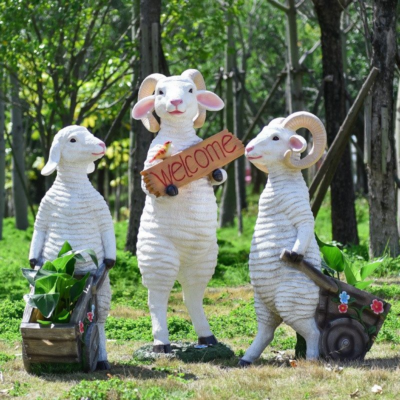 户外仿真山羊装饰摆件花园庭院草原羊肉店动M物模型绵羊玻璃钢雕,家居饰品,户外/庭院摆件,淘宝优惠券,粉丝福利购,淘宝优惠卷