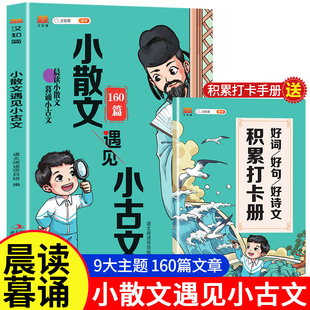 小散文遇见小古文 160篇晨读小散文暮诵小古文汉知简好词好句好诗文积累打卡册新编小学生必背分级阅读与训练一天一篇必读写作素材